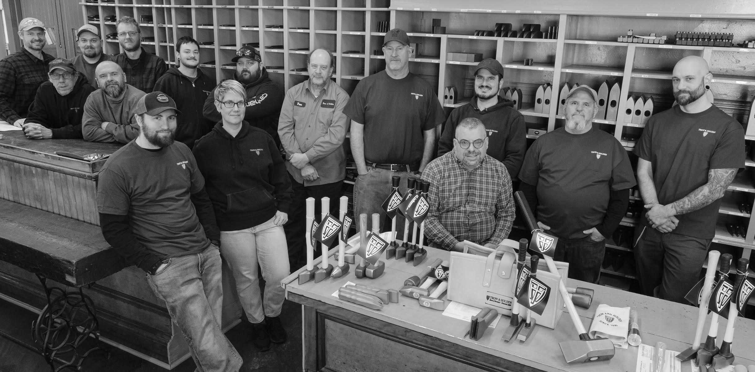 T&H staff group photo A group photo of our staff in black and white